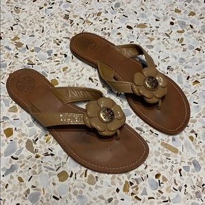Tory Burch Flower Sandals Tan Size 8.5